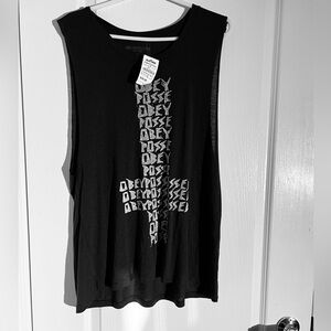 Obey Black Muscle Tee with Graphic Print